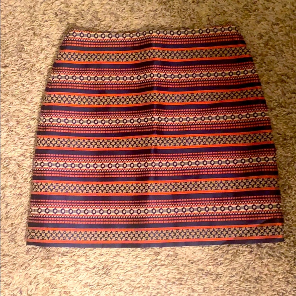 Loft navy and burnt orange short pattern skirt